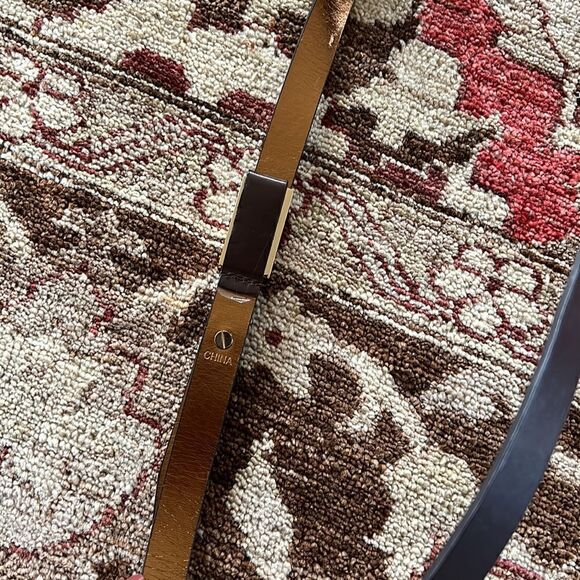 Michael Kors brown leather belt woman’s size large MK logo gold details - Picture 3 of 5